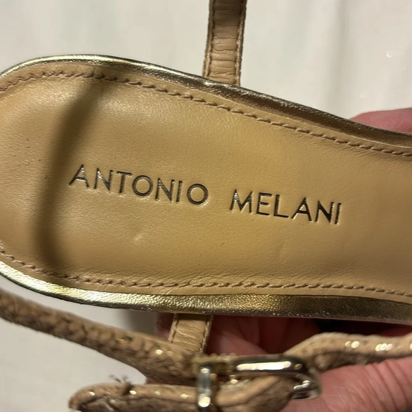 Antonio Melani Nadelle Nude/Sand/Gold Size 8 Beaded & Rhinestone Heels - Picture 7 of 13